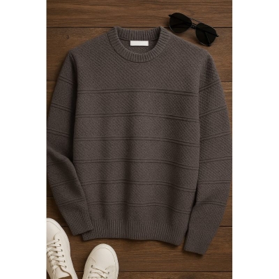 Picture of Casual Knitted Office Going Vintage Crew Neck Round Shape Polo Jumper Sweater for Men