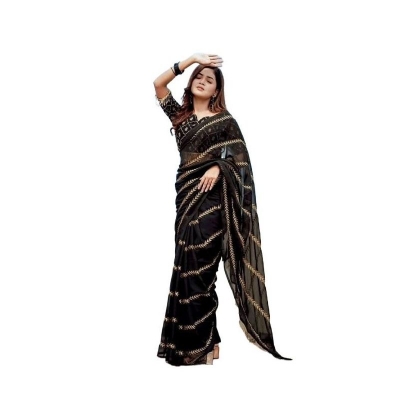 Picture of Georgette Stylish Fashionable Elegant Saree with Blouse for Women