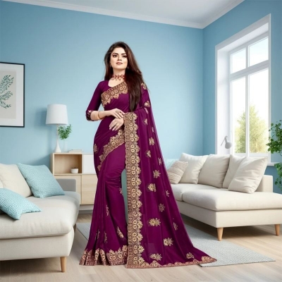 Picture of Georgette Embroidered High-Quality Stylish Saree for Women