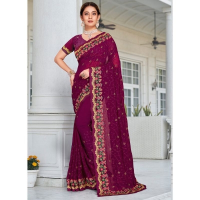 Picture of Georgette Embroidery High Quality Stylish Saree for Women