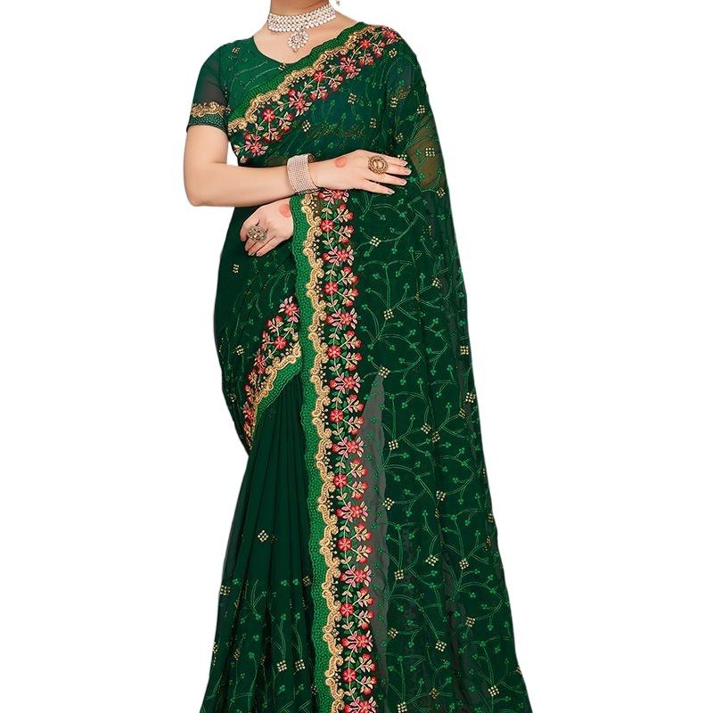 Picture of Georgette Embroidery High Quality Stylish Saree for Women