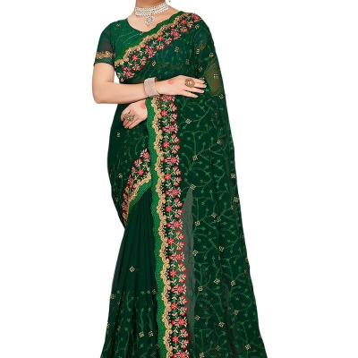 Picture of Georgette Embroidery High Quality Stylish Saree for Women