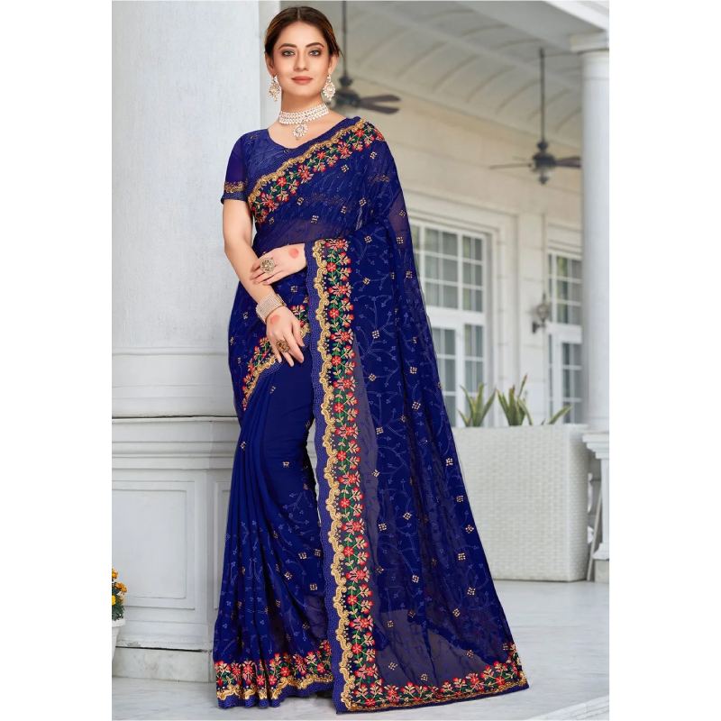 Picture of Georgette Embroidery High Quality Stylish Saree for Women