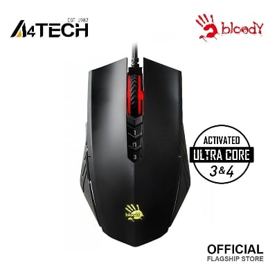 Picture of A4TECH Bloody A70 Light Strike Gaming Mousee - Neon Backlit - 6200 CPI - Built-In 160K Memory - Ambidextrous Fit (Pre Activated Ultra Core 3 & 4)