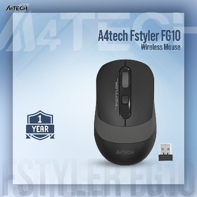 Picture of A4tech FG10 Fstyler Wireless Mouse - 2.4G Wireless Mouse - 2000 DPI - Grey/Blue/Orange