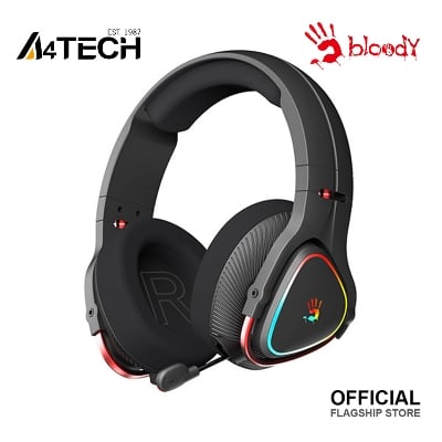 Picture of A4tech Bloody MR720 RGB Wireless Gaming Headphone - Black - Wireless: 2.4GHz Wireless, Bluetooth v5.3, 3.5mm Wired Audio - Retractable Noise-Cancelling Microphone - Mycelium Of Carbon IT