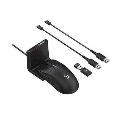 Picture of A4TECH Bloody R72 Pro Duo Dual Mode Wireless Gaming Mouse - A4TECH Dual Mode Wireless USB Type C Gaming Mouse Including Dock - L++ Multi-Function Receiver Dock - Dual 2.4G Gaming Receiver - 1ms Wireless Transmission - Play Time 80 Hour