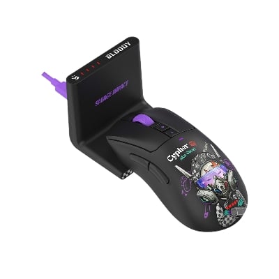 Picture of A4 TECH BLOODY R73 ULTRA DUO CYPER GHOST ALPHA 20K SENSOR 20000 CPI WAVELINK FULL SPEED DUAL MODE WIRELESS + USB TYPE C GAMING MOUSE INCLUDING DOCK