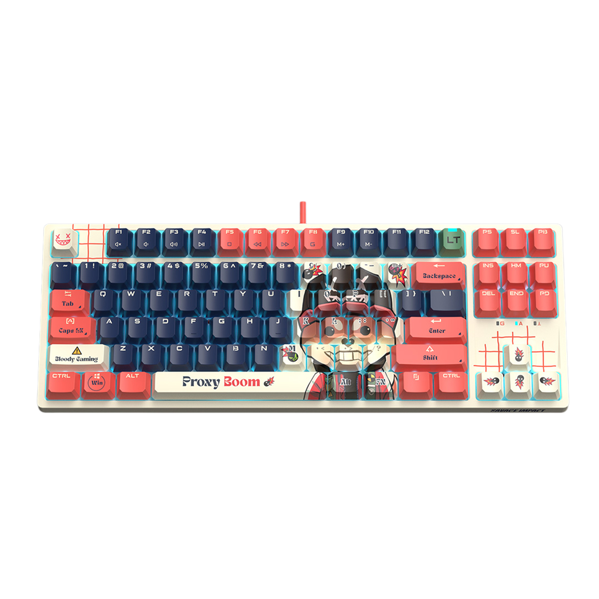 Picture of A4 TECH BLOODY AT87 RENEGADE RGB ALPHA OPTICAL SWITCH SAVAGE IMPACT 87 KEYS PBT KEYCAP USB MECHANICAL GAMING KEYBOARD