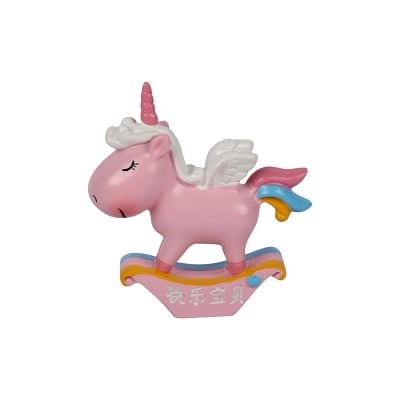 Picture of Cute Rocking Unicorn Figurine | Adorable Pink & Pastel Desk Decor | Mini Collectible Rocking Toy for Kids & Unicorn Lovers