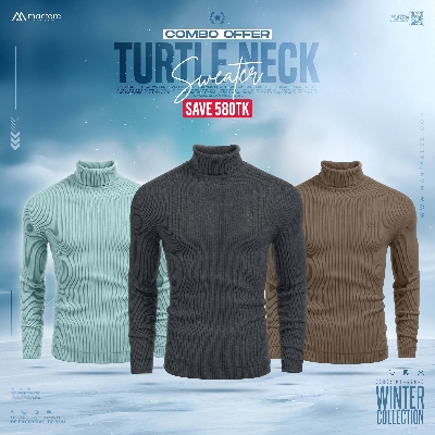 Picture of Turtle Neck Premium Rib Fabrics Sweater For Men I MF-628-C | 3 Pcs Combo Offer I Save 580tk