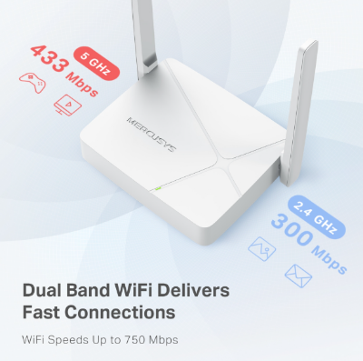 Picture of Mercusys MR20 AC750 Wireless Dual Band Wi-Fi Router | 750 Speed Multi-Mode | 2 High Gain External Antennas | IPTV and IPv6 Supported