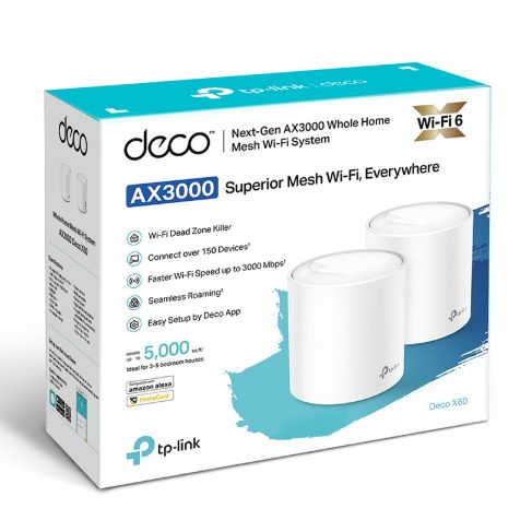 Picture of tp-link deco x60 ax3000 whole home mesh wi-fi 6 system (2 pack)