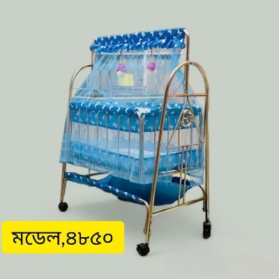 Picture of Stainless Steel Dolna Bed For New Born Baby A Cozy Nest Cradle model no SS-4850 dolna bed with mosquito net Bacchader Dolna Baby Dolna