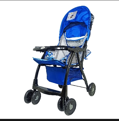 Picture of Lightweight Portable Baby Stroller Baby Trolley 722C Folding Pram for kids From Newborn to 3 Years With Back Rest, Food Tray & Wheel Lock