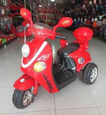 Picture of Kids Rechargeable Scooty Electric Bike with Key Start, Hand Pickup, Foot Brake, Music & LED Lighting Wheels –12V Battery Powered & Double Motor Ride-On Motorcycle for Children Age 4–15 Years