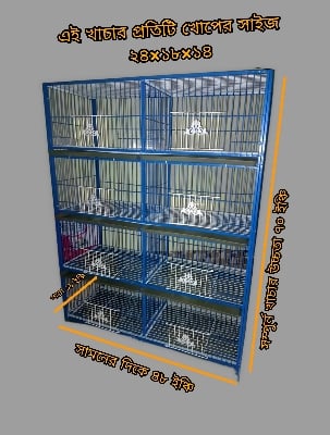 Picture of Nut System Folding Pigeon Cage – Durable 13no. Wire with Plastic Coating, China Model, Spacious 24"×18"×14" Size | Easy Assembly & Storage | Bird & Pet Supplies (2025)