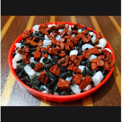 Picture of 1Kg White, Black & Red Mixed Color Stone or Aquarium, Rock Gardens, Cactus Pot, Bamboo Plants, Bonsai Trees Decoration
