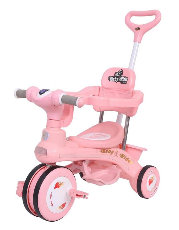 Picture of Baybee Kids Push Parent Control Handle Tricycle Cruiser Pedal Go Kart Racing Ride On Toy Car For Baby With Curved Seat Baby Tricycle Kid'S Trike/Bicycle Children Tricycle For Boys & Girls Age 0-4 Years(Red)