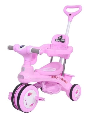 Picture of Baybee Kids Push Parent Control Handle Tricycle Cruiser Pedal Go Kart Racing Ride On Toy Car For Baby With Curved Seat Baby Tricycle Kid'S Trike/Bicycle Children Tricycle For Boys & Girls Age 0-4 Years(Red)