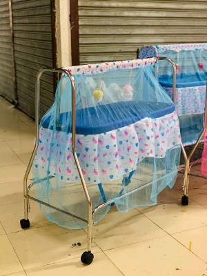 Picture of Stainless Steel Dolna Bed For New Born Baby A Cozy Nest Cradle model no  73A   dolna bed with mosquito net Bacchader Dolna Baby Dolna