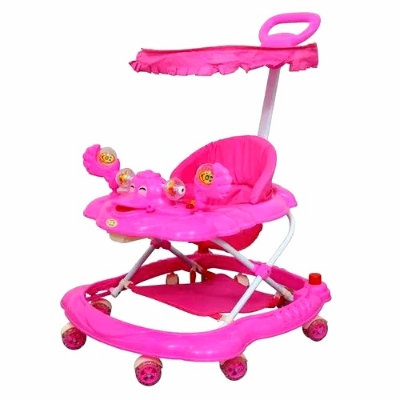 Picture of Mee Mee 360° Baby Activity Walker | 3 Level Adjustable Height, Foot Mat, Musical Detachable Toy Bar | Parental Push Handle, Anti-Rollover Folding Walker for Boys, Girls, Kids | 6-18 Months 15kg (Blue) Cash On Delivery Available