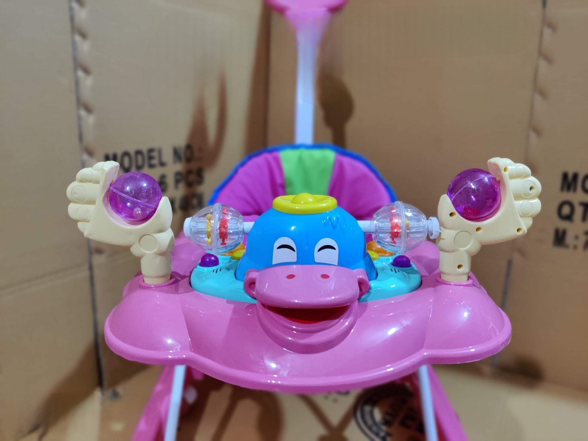 Picture of Mee Mee 360° Baby Activity Walker | 3 Level Adjustable Height, Foot Mat, Musical Detachable Toy Bar | Parental Push Handle, Anti-Rollover Folding Walker for Boys, Girls, Kids | 6-18 Months 15kg (Blue) Cash On Delivery Available