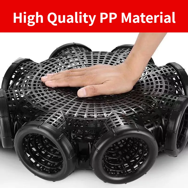 Picture of 7 Holes Catch Mixed Fish Trap Crayfish Catcher Outdoor Fishing Net Cage Plastic Fish Trap Cage Easy to Install