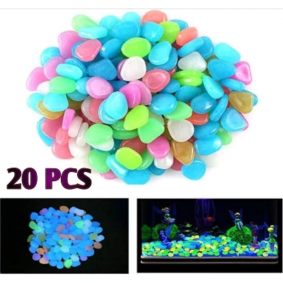 Picture of 20PCS Luminous Stone Fluorescence Cobblestone Pebble For Home Aquarium & Decoration