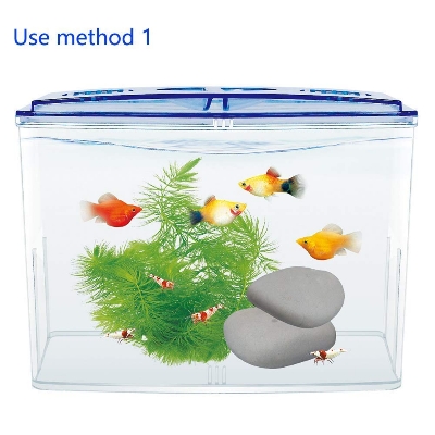 Picture of Acrylic Small Mini Fish Betta Double House Fish Breeding Box Tank Hatchery Incubator Aquarium Isolation Box for Baby Shrimp Guppy Aquarium Tank  (1 L)