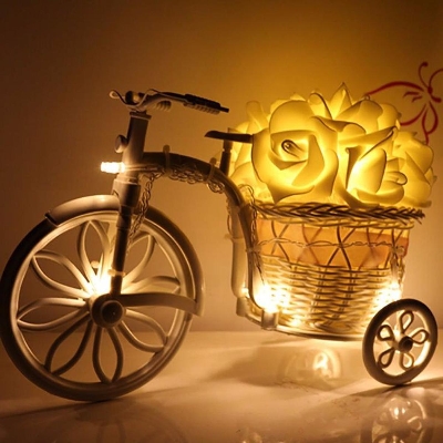 Picture of Decorative party fairy light warm white Artificial Soft fashionable White rose fairy led lights with cable & Adapter for decoration DIY, Outdoor party light