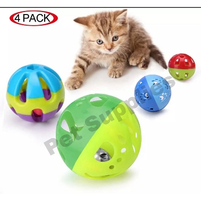 Picture of 4pcs Hollow Balls with Bells Inside Birds Parrots Toys for Interactive Independent Playing and DIY Toys