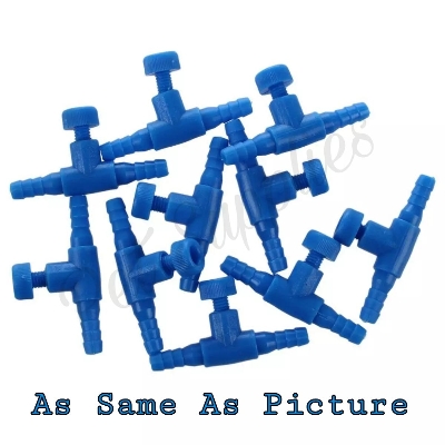 Picture of 10 Pcs Blue Plastic 2 Way Aquarium Fish Tank Air Pump Control Valves