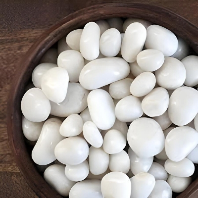 Picture of Asymmetrical Polished WHITE Pebbles for Aquarium/Decoration/Garden/Table Vase Polished Asymmetrical Marble Pebbles (White)