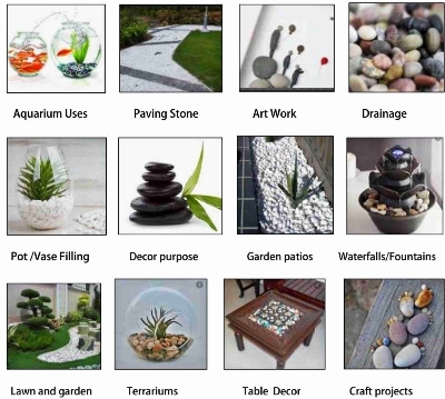 Picture of Asymmetrical Polished WHITE Pebbles for Aquarium/Decoration/Garden/Table Vase Polished Asymmetrical Marble Pebbles (White)