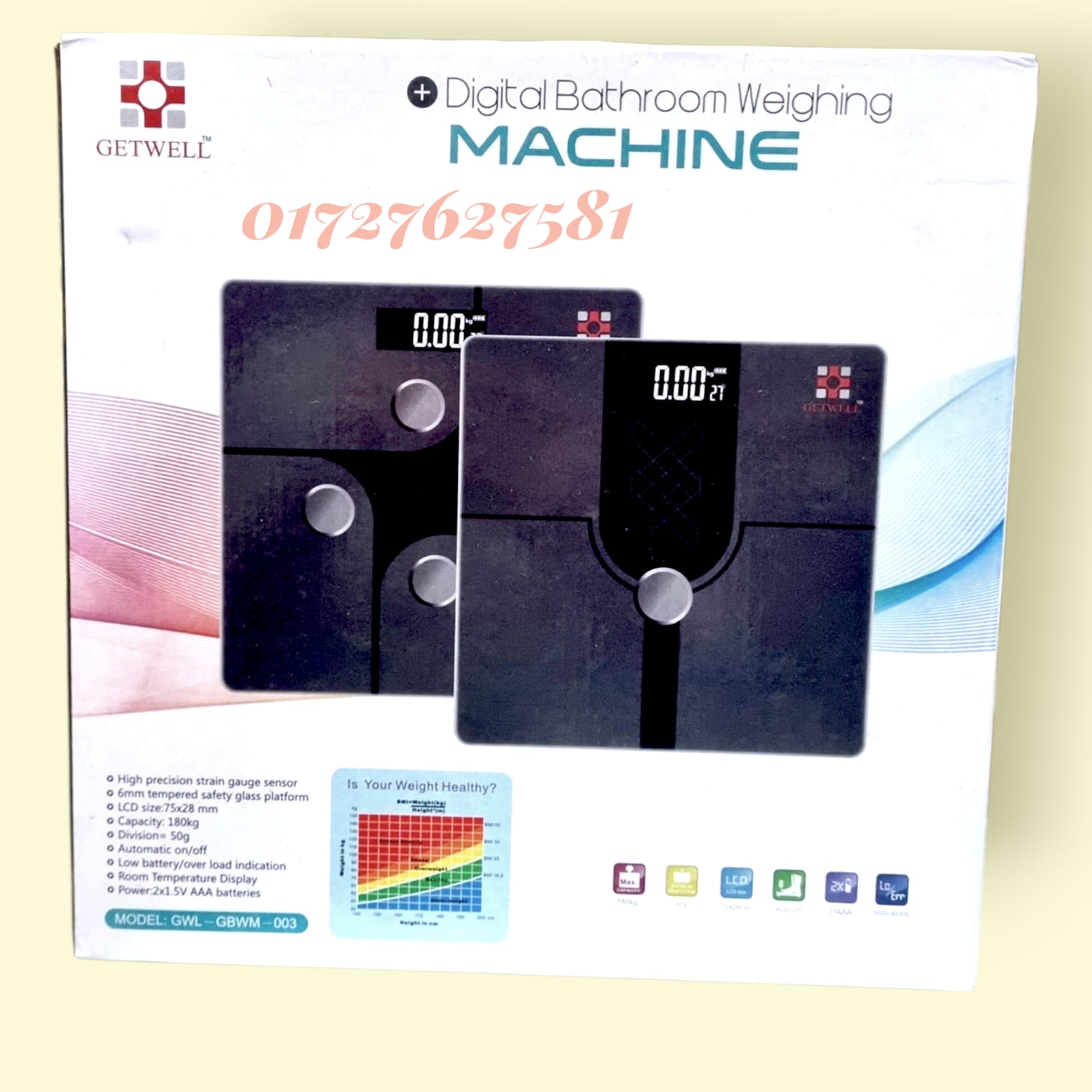 Picture of Getwell Digital Bathroom Weighing Machine – Premium Body Scale