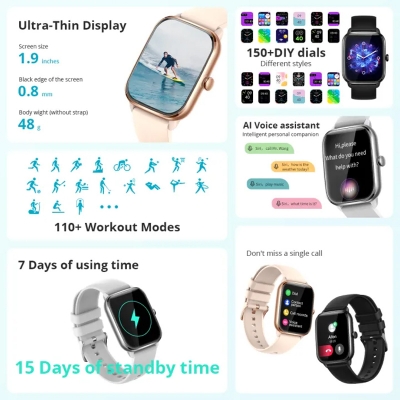 Picture of COLMI C61 Smartwatch 1.9 inch Full Screen Bluetooth Calling Heart Rate Sleep Monitor 100+ Sport Models Smart Watch For Men Women