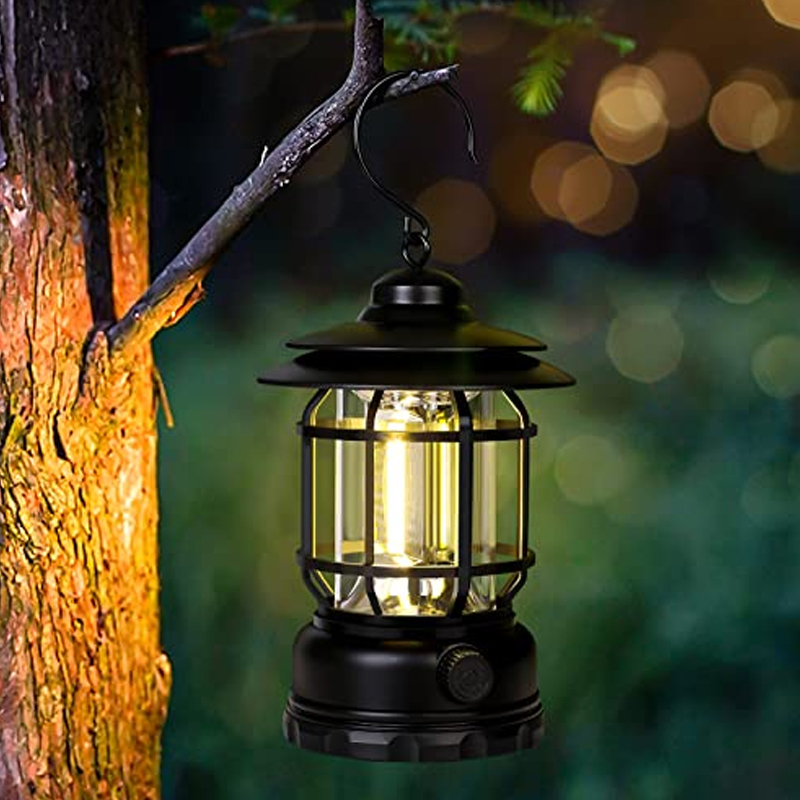 Picture of Camping Lamp Rechargeable Outdoor Camping Lamp Portable Atmosphere lamp rechargeable Adjustable light source retro LED Lamp