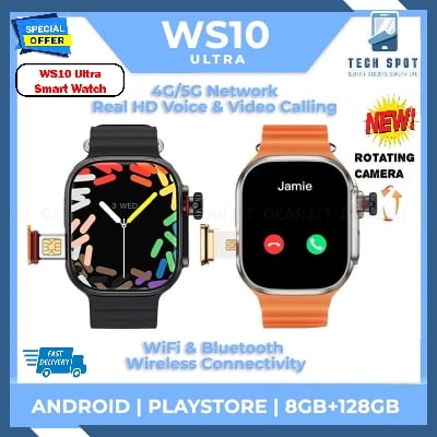 Picture of WS10 Ultra/Ultra S9 / Ultra S9 Max  / S8 Ultra 5G/ HW ultra 2 call Android Smartwatch With Dual Camera 4GB Ram & 64GB Rom(Only WS9 Ultra 8gb Ram 128gb Rom) Smartwatch Video Call & Games Water Drop Screen SmartWatch.