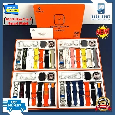 Picture of S100 Ultra 9 New Smart Watch 7 In 1 Straps 49mm Full Touch Screen Sport Fitness Watch Reloj Inteligente With Protective Case