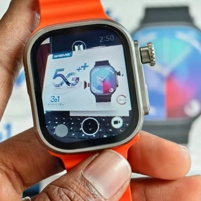Picture of WS10 Ultra 5G Smart Watch RAM 8GB ROM 128GB Playstore Rotating Camera For Front And Rear 2.01 inch Big Display IP67 Waterproof 800mAh Battery Heart Rate Monitoring Wifi Bluetooth supported Video Calling Android Smartwatch