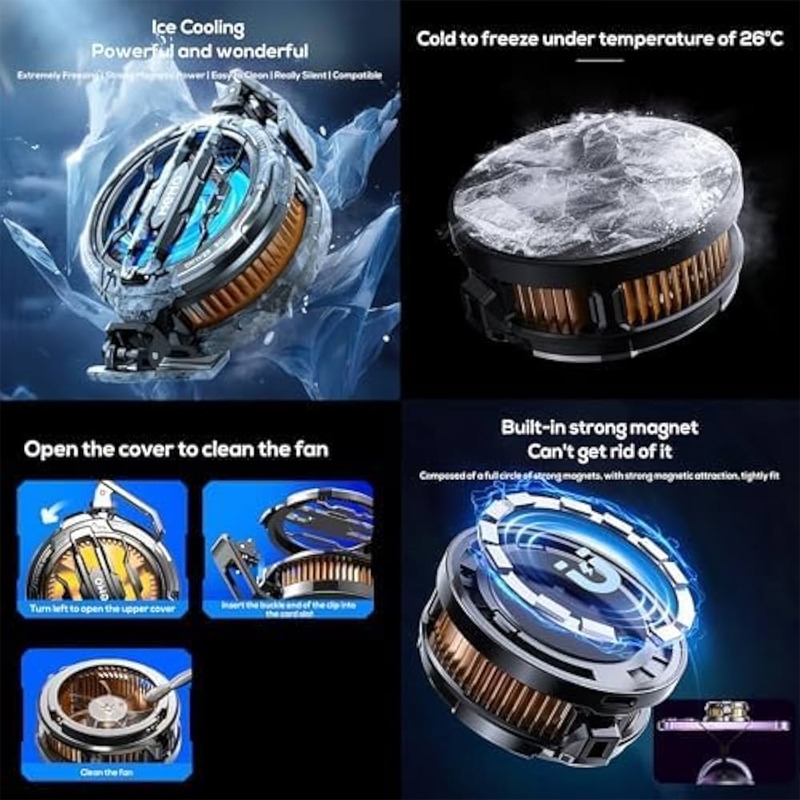 Picture of MEMO CX07 Magnetic Phone Cooler – 15W Semiconductor Cooling Fan, Back-Clip Radiator for iPhone & Android, Type-C