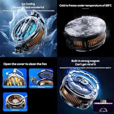 Picture of MEMO CX07 Magnetic Phone Cooler – 15W Semiconductor Cooling Fan, Back-Clip Radiator for iPhone & Android, Type-C
