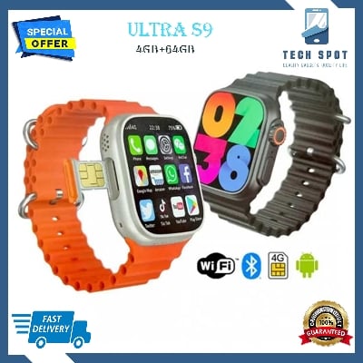 Picture of Ultra S9  Smartwatch 2.2 Inch Waterdrop Display with Dual Camera Calling Feature Google Playstore YouTube Facebook Messenger Tiktok WhatsApp Imo WiFi Ram 4GB Rom 64GB Android 10 700mAh Battery Smartwatch for Men and Women