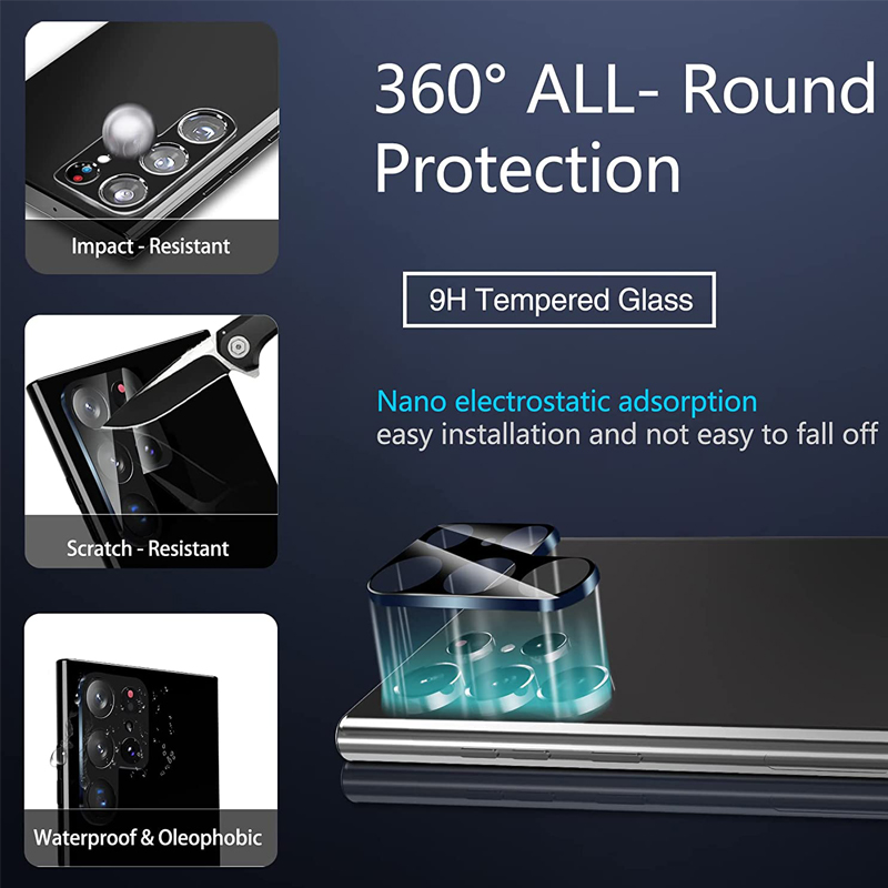 Picture of 3D Back Camera Lens Protector for Samsung Galaxy S22/S22 Plus/S22 Ultra 5G Full Coverage 360 Degree Protection Tempered Glass Bubble-Free Anti-Scratch Easy Install Ultra-Thin