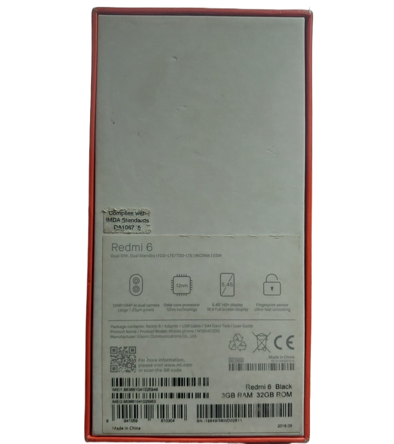 Picture of Main Motherboard Unlocked for Xiaomi Redmi 6 With IMEI Match Box