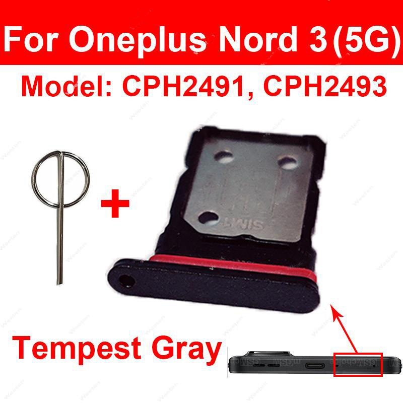 Picture of Sim Tray SD Card Tray Holder Card Compatible with Oneplus 1+ Nord 3 Nord CE2 Lite CE3 Lite Nord N20 N30 With Sim Ejector Pin Replacement Part