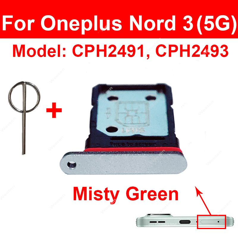 Picture of Sim Tray SD Card Tray Holder Card Compatible with Oneplus 1+ Nord 3 Nord CE2 Lite CE3 Lite Nord N20 N30 With Sim Ejector Pin Replacement Part