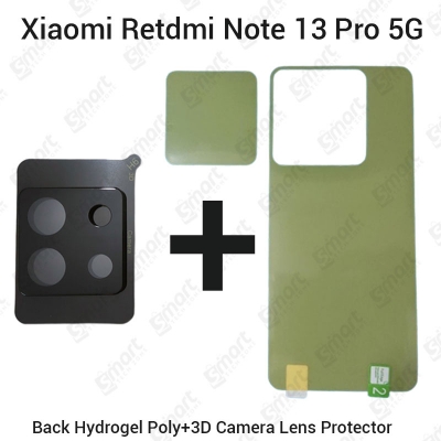 Picture of 2-in-1 Back Poly Protector and 3D Camera Glass Protector for Xiaomi Redmi Note 13 Pro 5G Lens Protector 3D Back Camera Glass Shield with Oil Resistance & Full Coverage
