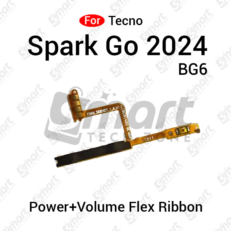 Picture of Power Button Volume Switch On Off Key Flex Cable For Tecno Pop 6 Pro Spark 4 Lite Spark Go 2020 2024 Side Volume Up Down Buttons Flex Cable Replacement Parts